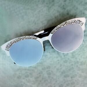 Gold Mirrored Two Tone Retro Cat Eye Sunglasses UV400